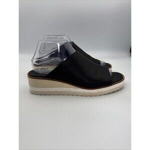 Vince Sarria Black Leather Wedge Platform Slide Sandals Women's Size 8M EUR 38